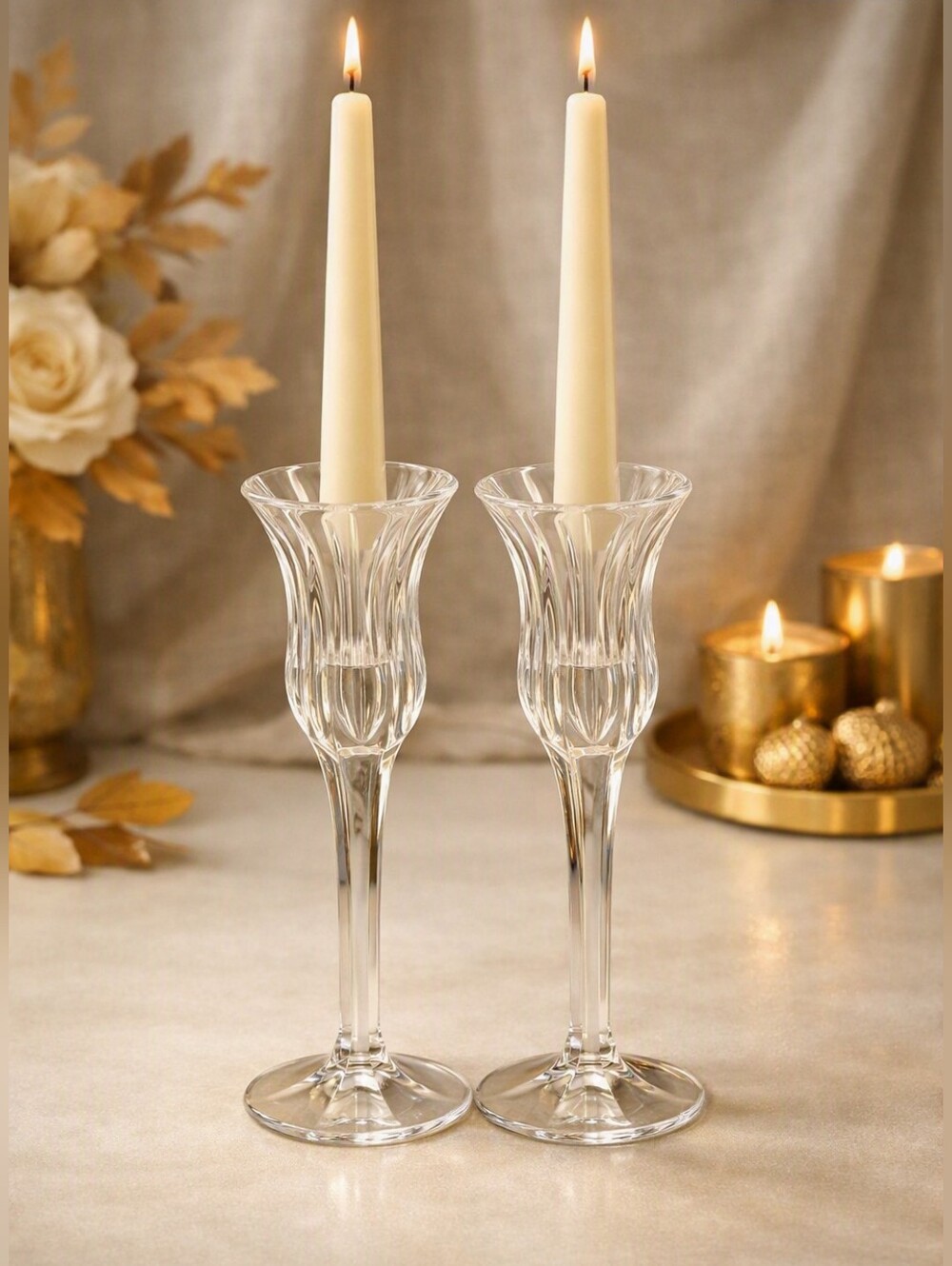 Mikasa “Elegant Icicles” Crystal Candlestick Holders – Set of 2, R082626-1